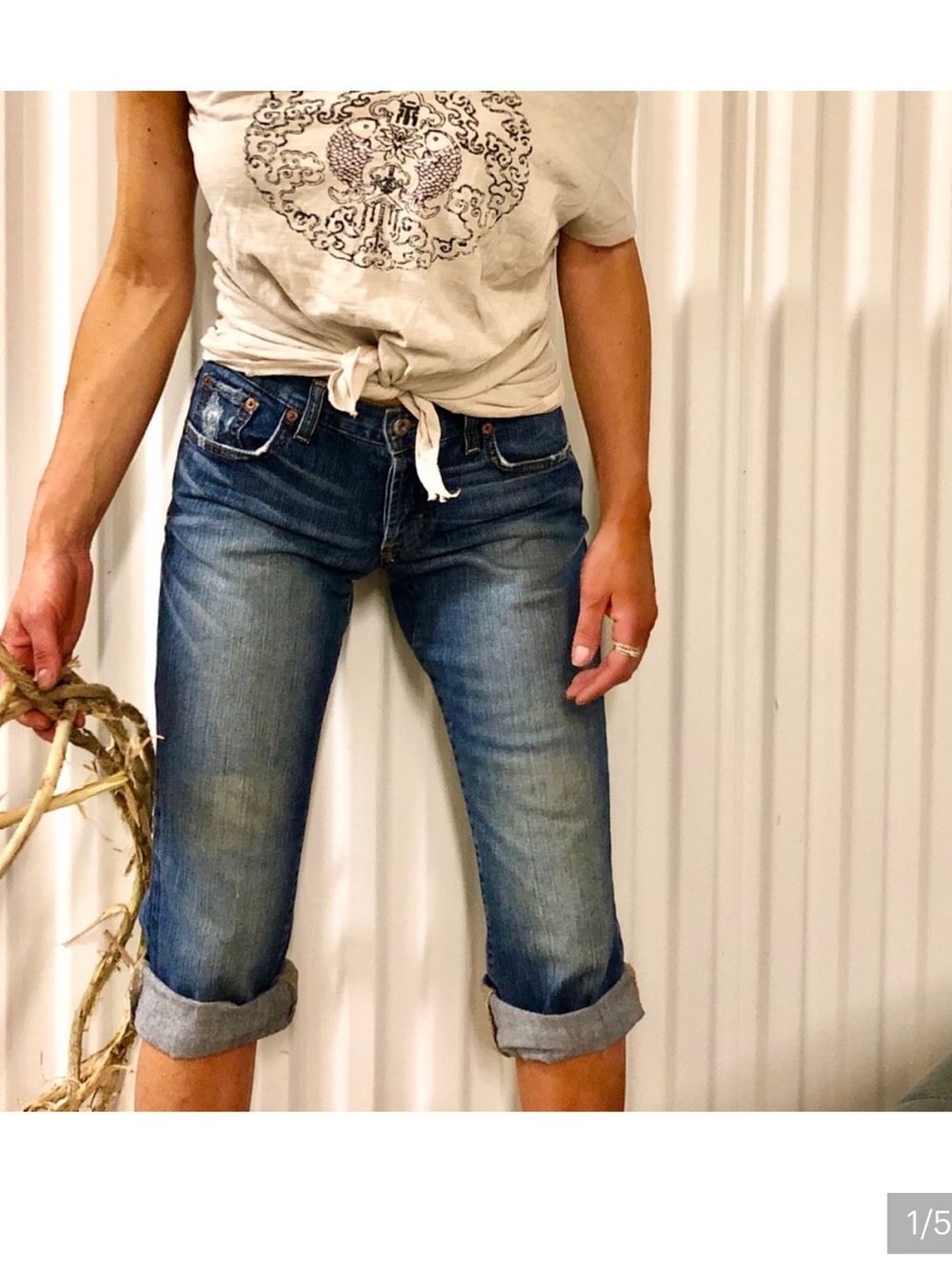Lucky Brand made in USA Dark Blue Denim Jeans sweet dream crop Sz 8 / 29